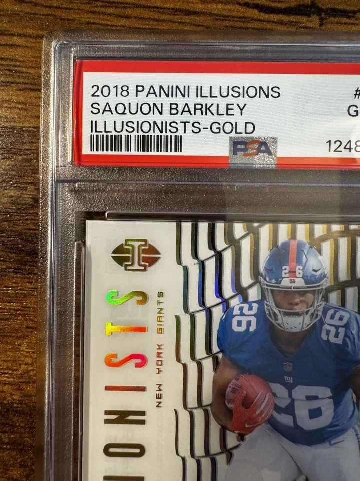 2018 Panini Illusions Saquon Barkley #ILL-SB (RC) -Illusionists Gold /299 PSA 10 - Image 4 of 4