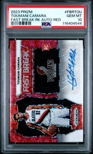2023 PANINI PRIZM FAST BREAK ROOKIE AUTO RED #FBRTOU TOUMANI CAMARA 49/99 PSA 10