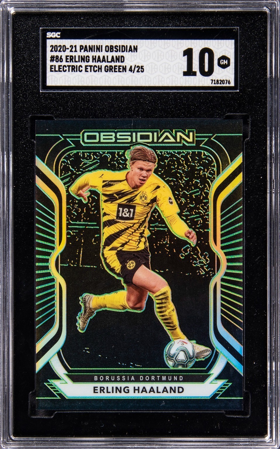 2020 Panini Obsidian #86 Erling Haaland Electric Etch Green SGC 10 GEM MINT X/25