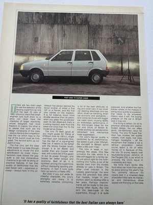 1985 Fiat Uno 70 Super Single Page Magazin Feature Review Artikel Garage Retro
