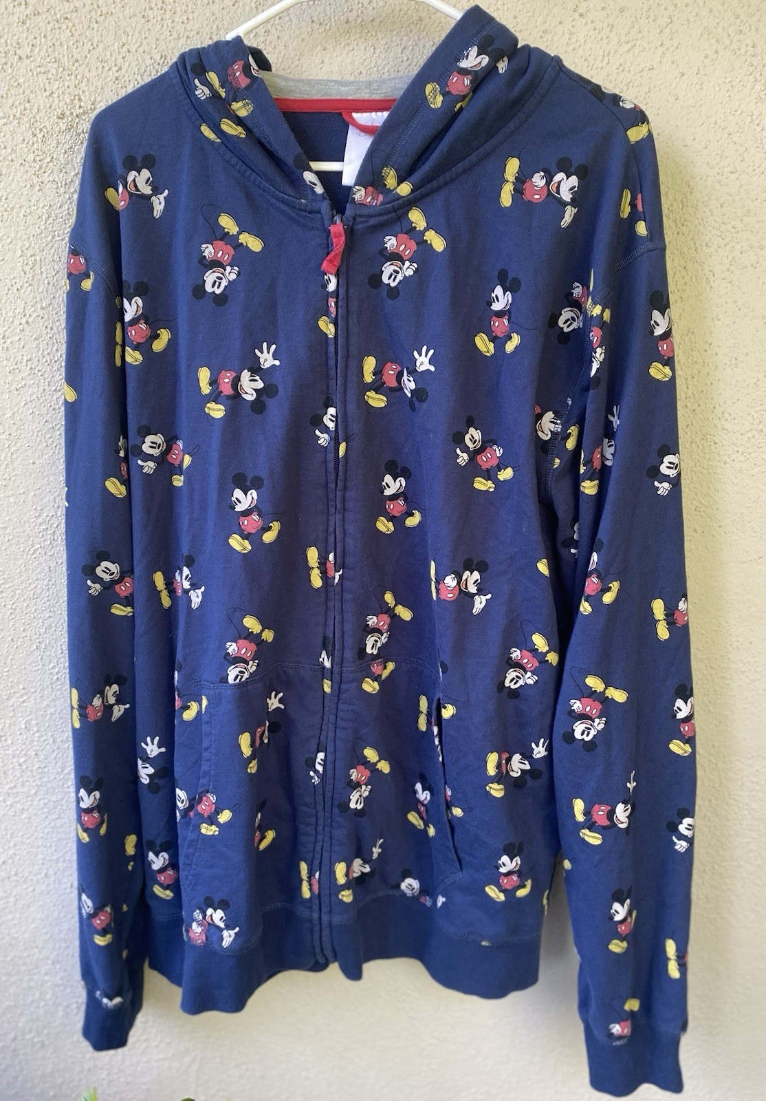 Disney Navy Knit Full Zip Hoodie Mickey Mouse Graphic Print Men's 2XL