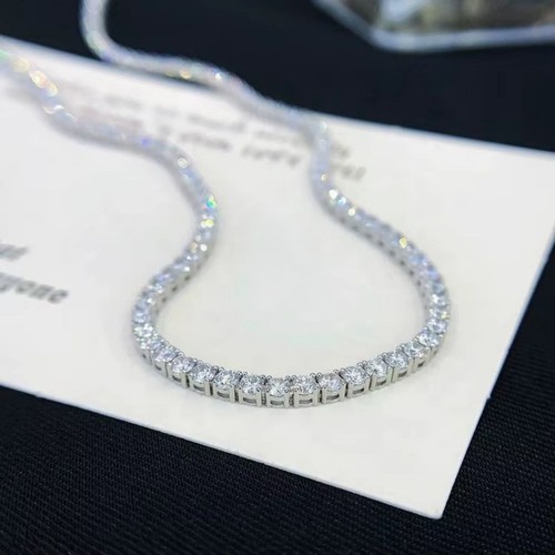 3 mm-6 mm Runde Lab Grown Diamant Tennis Halskette 925 Silber Länge: 16" bis 22" - Bild 4 von 15