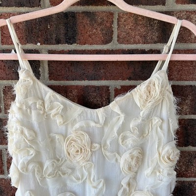 Md Y2K VTG Heart Soul Rosette Tank Top Fairy Grunge Floral Ruffle