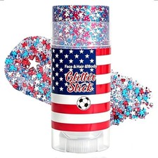 4th of July Glitter Stick, Patriotic Face  Body Glitter Stick 07