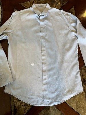 DIOR HOMME LONG SLEEVE OXFORD SHIRT- EMBROIDERED BEE- 42