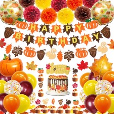 Fall Pumpkin Birthday Party Decorations, 97 Pcs Thanksgiving Autumn Party