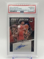 2024-25 Panini Mosaic Shaedon Sharpe 1/1 Fast Break Autographs Black PSA 8