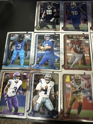 2025 Topps Chrome Football Mega Box Base Lot (22 Cards) Vets, Rookies, Current
