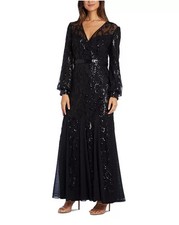 R M Richards Sequined Blouson-Sleeve GownSz16 189 866