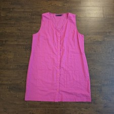 New York & Company Linen Blend Sleeveless Button Front Shift Dress Size XXL Pink