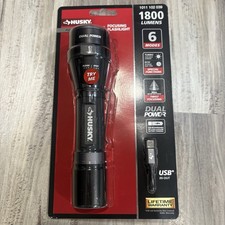 Husky 1800 Lumens Dual Power LED Rechargeable Tactical Focusing Flashlight