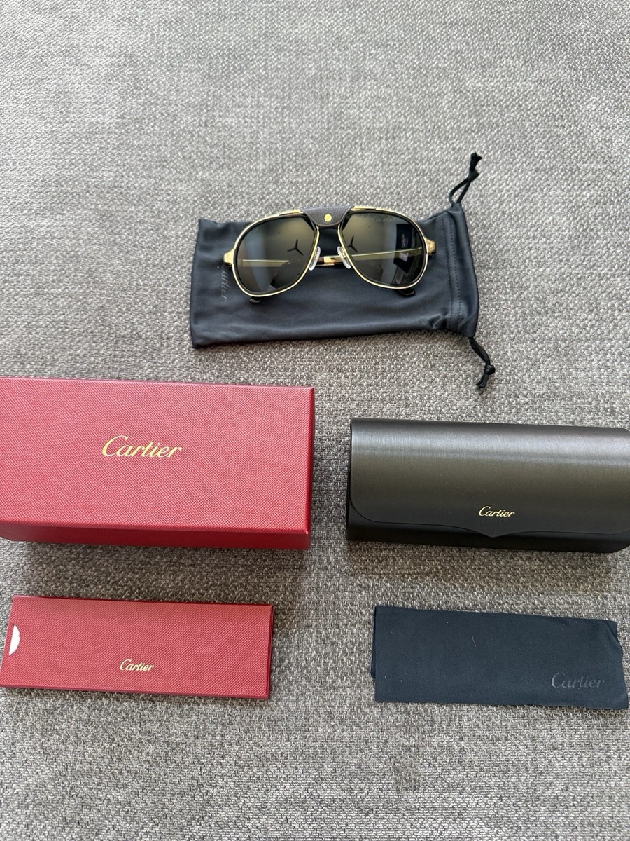Cartier CT0034S-008 Gold Santos De Cartier 61mm Aviator Men's