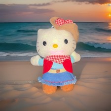 Hello Kitty Cowboy Plush Keychain Nakajima Official 2004 Original Owner 3.5 inch