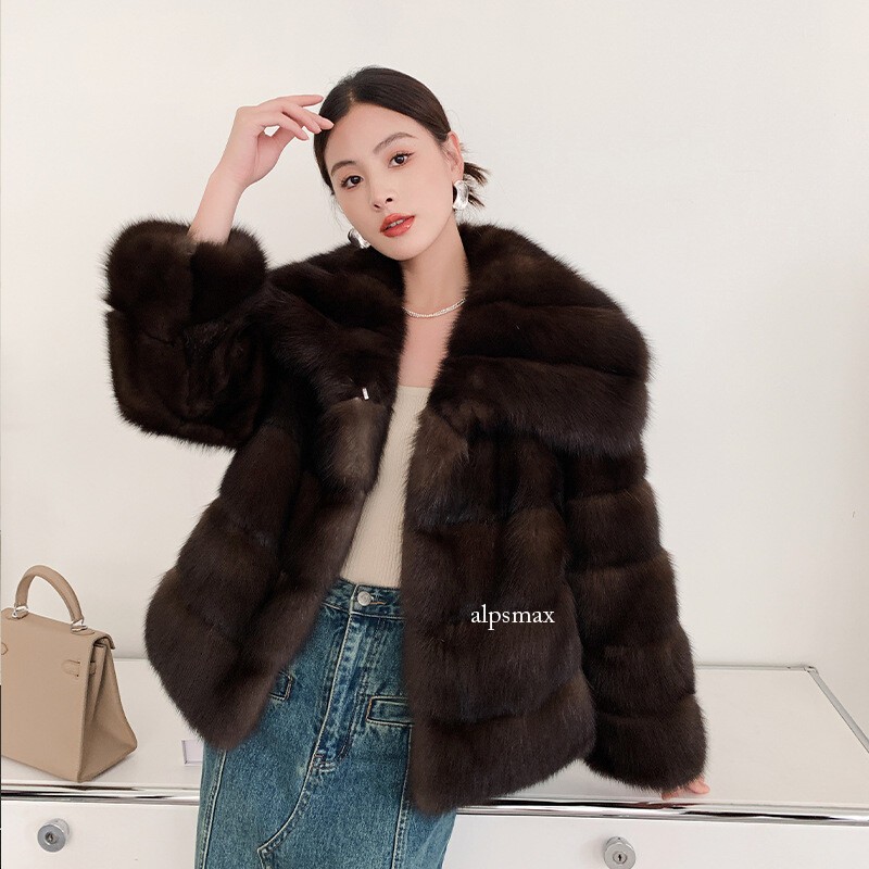 Imitation Mink Fur Coat Womens Short Imitation Mink Fur Coat Lapel Collar Coats