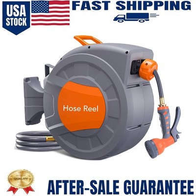 1/2 in x 65 FT Retractable Garden Hose Reel Heavy Duty Automatic Hose Reel