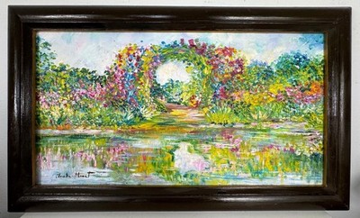 Claude Monet (Handmade) Oil On Canvas Signed & Stamped Framed Painting, Vtg Art