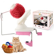 FLKQC Yarn Ball Winder, Hand-Operated Winder Swift Pink