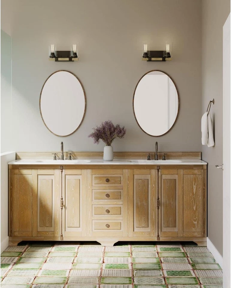 Barnes Mill Collection 2-Light Clear Seeded Glass Farmhouse Bath Vanity Light An - Image 2 of 4