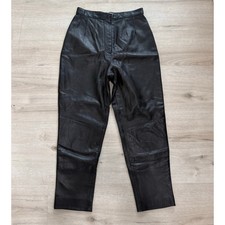 Lord  Taylor Petites 100 Leather High Waisted Vintage Pants Black Size 8