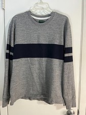 J.Crew Always Sweater Mens M Gray Striped Cotton Long Sleeve Pullover Crew Neck