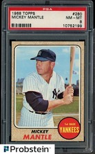 1968 Topps #280 Mickey Mantle New York Yankees HOF PSA 8