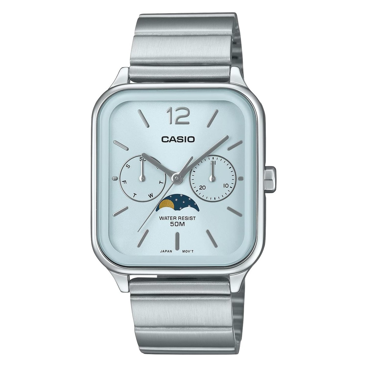 CASIO MTP-M305D-2A Analog Moonphase Watch Light Blue Dial 