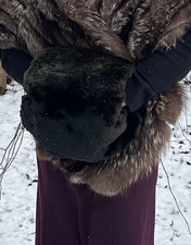 Vintage 1940s Dark Brown Fur Hand Muff - Mouton