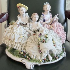 Dresden Porcelain Figurine 3 Lady Germany Net...