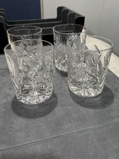4 vintage crystal whiskey glass, as a pinwheel cut glass or star spinning Glass