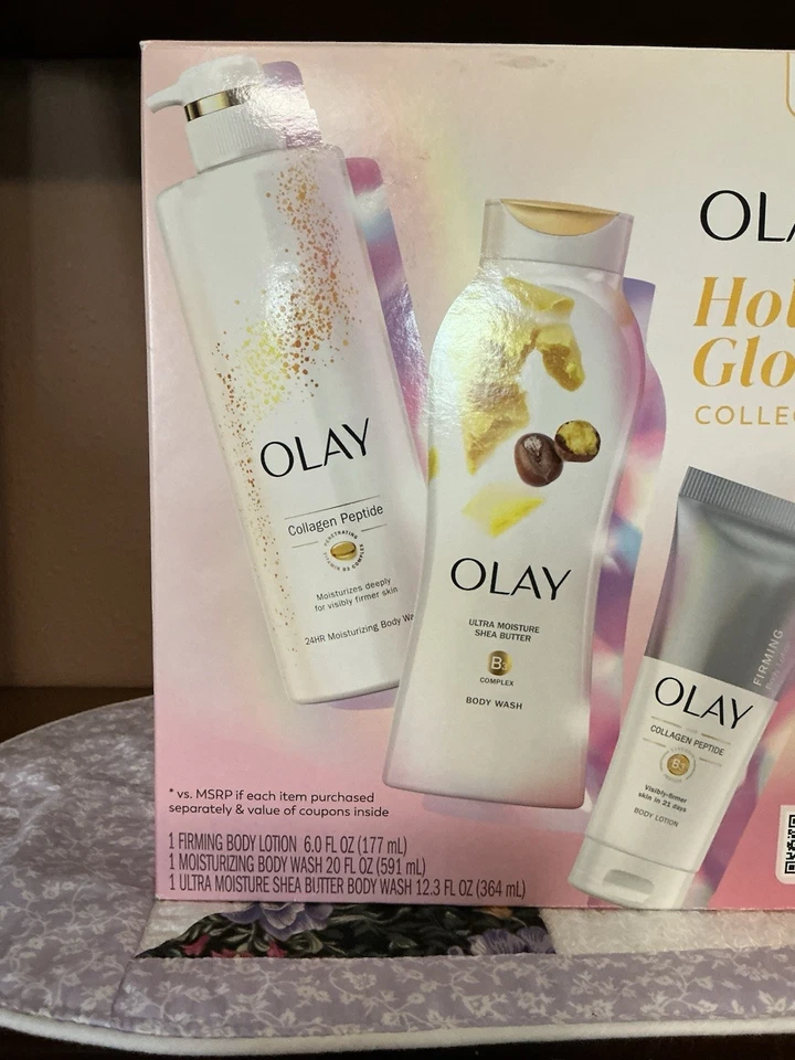 玉兰油假日发光 3 件装礼品包沐浴露、手部和身体乳液全新 — 第 3/4 张图片