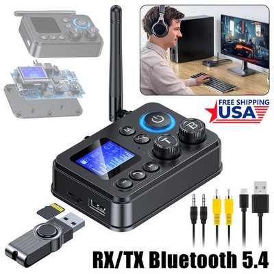 Bluetooth 5.4 Transmitter Receiver 3.5mm AUX TV Home Car Stereo Audio Adapter ++