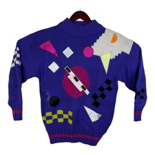 Vintage Spice Of Life Sweater Women  s Large Colorful Knit 80s Pullover Retro