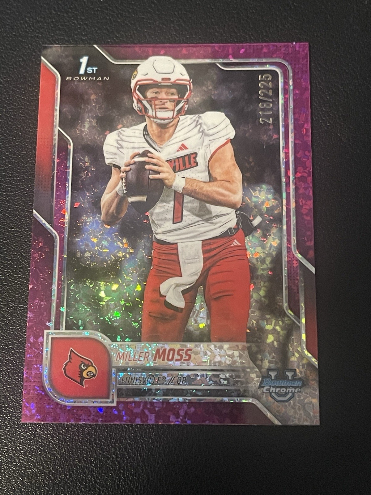 2025 Bowman Chrome University MILLER MOSS 1st Fuchsia Mini-Diamond /225