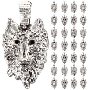50pz Charms Testa di Lupo Riutilizzabili in Lega Argento per Collana e Bracciale Fai da Te
