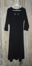 Nina Leonard Women's Black Dress Size 1x Gold Grommet Classic Career Party