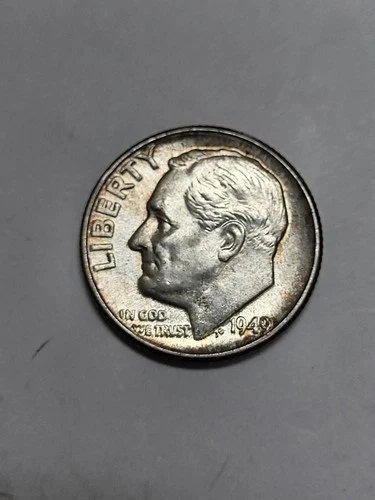 1949 Roosevelt Dime FLASHY UNCIRCULATED Some original toning