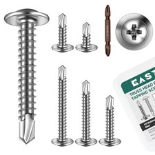145Pcs 8 Self Tapping Screws for Metal, 410 Stainless Steel Truss Head Sheet...