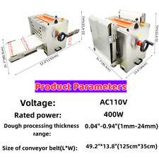 110V Electric Dough Sheeter Commercial Pizza Dough Roller Pastry Dough PressMake