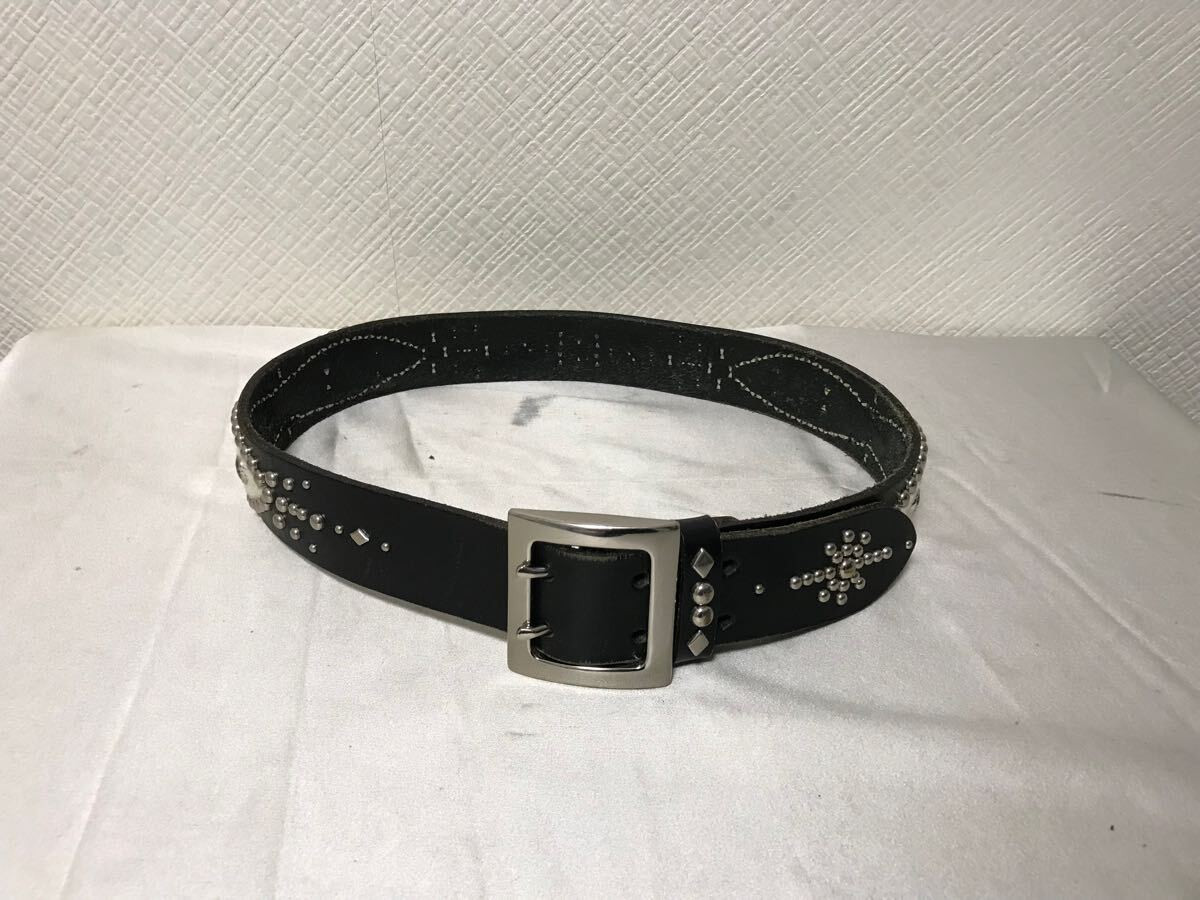 Studded Haraco Fur Leather Biker Lock Belt for Men and Women in Black