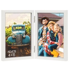 4x6 Picture Frames Double Hinged Wood Folding Photo Frames Vertical with Plex...