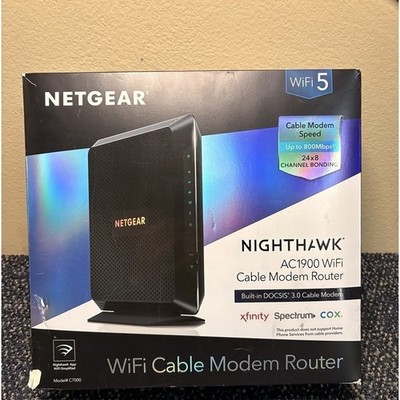 NETGEAR Nighthawk AC1900 WiFi Cable Modem Router DOCSIS 3.0 C7000v2 Black