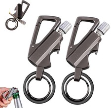 2 Pack Permanent Match Infinity Lighter with Multitool Keychain Small, Black