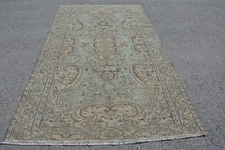 Splendid Green Area Rug, Large Bohemian Salon Rug 5.2x8.9 ft