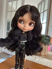 Neo Blythe Doll 12" Tan Skin Matte Face Black Curly Hair 1/6 Jointed Body OOAK