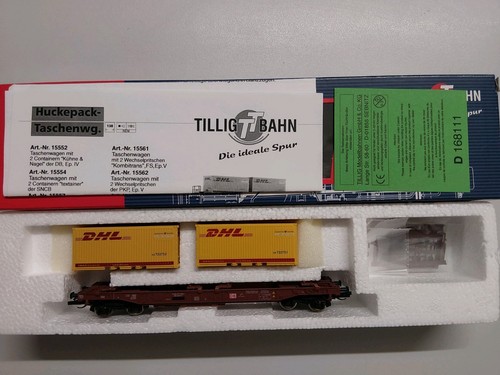 3 Stück - Tillig 15563 / Taschenwagen DHL / DB AG Ep. V | Condition: Neu