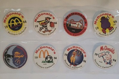 Vintage McDonalds Complete Set of 8 Pogs. Mac Grimmace Hamburgler Ronald+logos