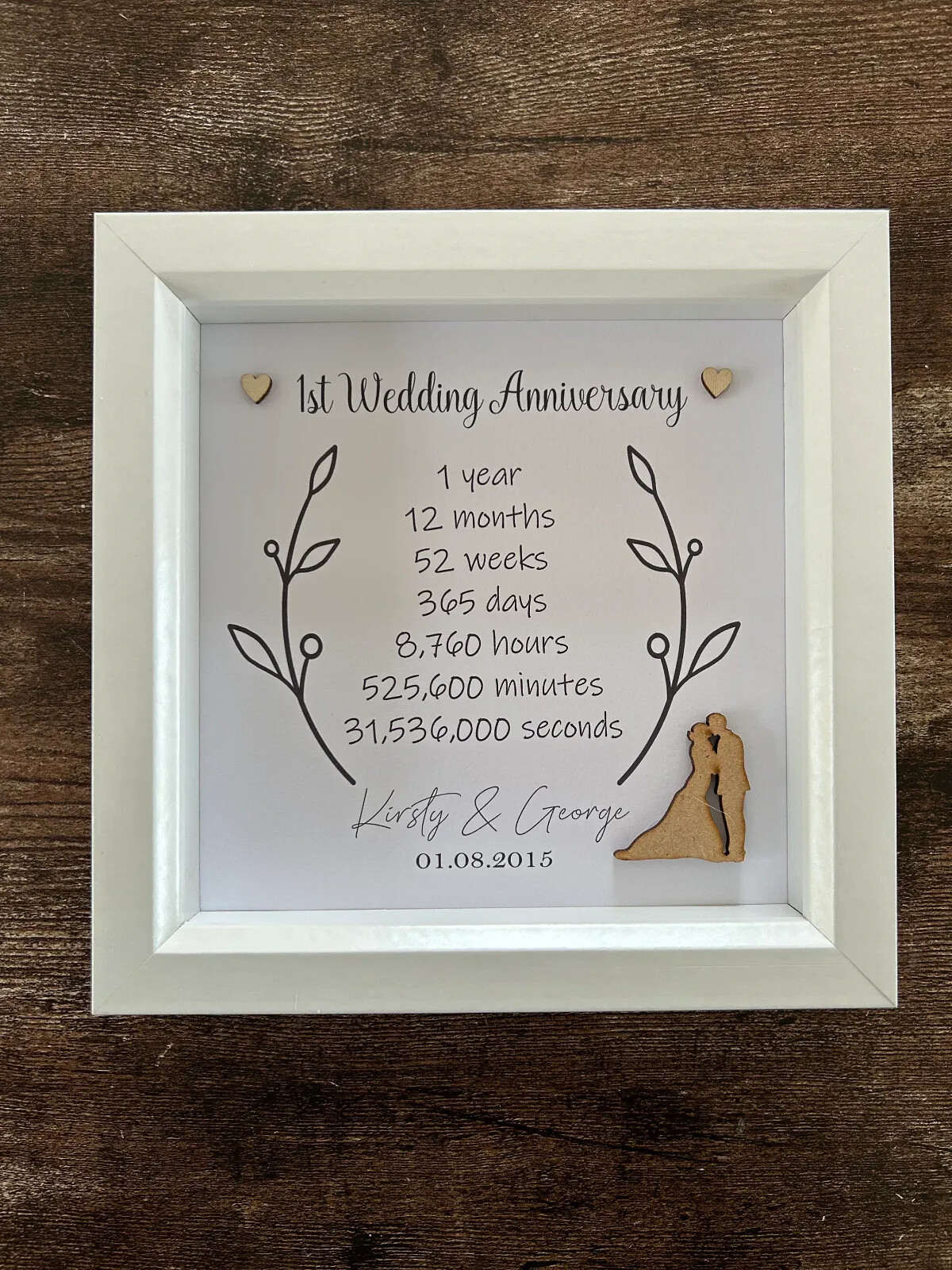 Paper Wedding Anniversary Frame, Wedding Gift, 1st Wedding Anniversary