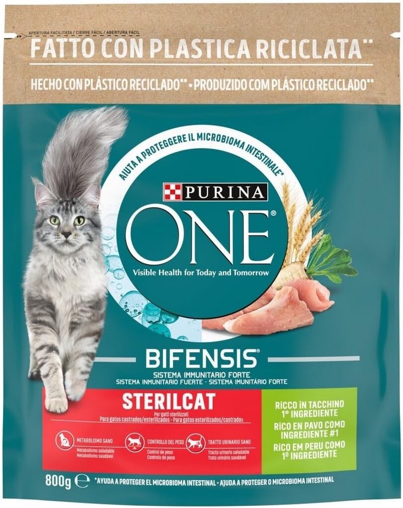 PURINA ONE BIFENSIS STERIL CAT GATTO 2X800 CROCCHETTE TACCHINO FRUM. CROCCANTINI