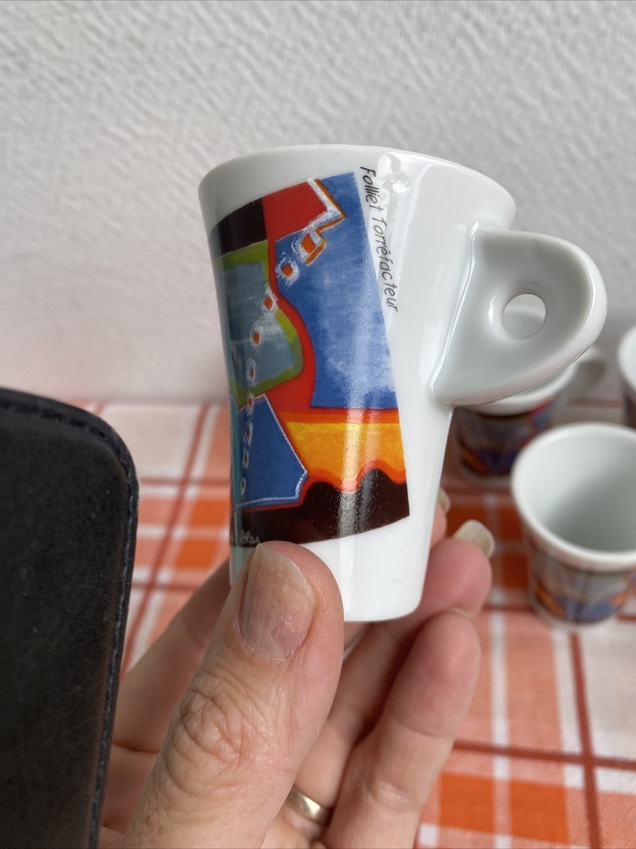 Lot de 6 tasses à café neuves Folliet désignées par Nicole Blas