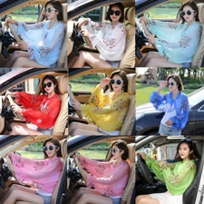 Women Chiffon Long Sleeve Scarf Shawl Flower Tops Summer Sun Protection Poncho↔